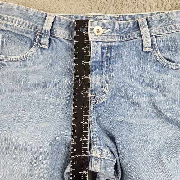 Women's Cropped Straight Leg Cuffed Denim Jeans Size 6 Mid Rise Stretch Denim - Picture 5 of 9
